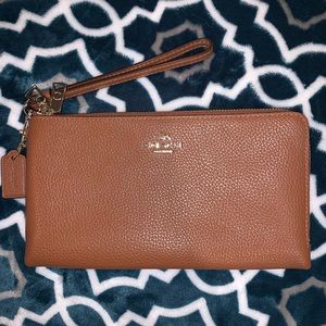 NWOT Coach Double ZIP Wallet 53089 Saddle Brown